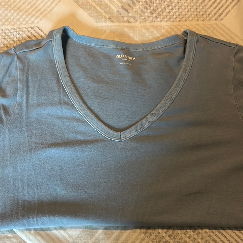Old Navy Slate Blue V-Neck Tee